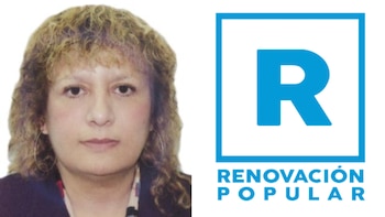 Fotografía de Yolanda Chávez Rubio junto al logotipo del partido político Renovación Popular sobre fondo blanco