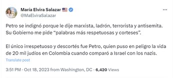 María Elvira Salazar dijo que