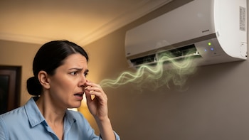 El aire acondicionado emite un