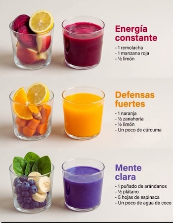 Bebidas naturales elaboradas con frutas