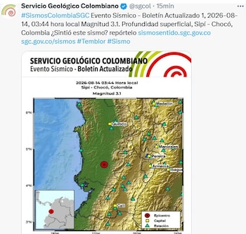Nuevo sismo en Colombia