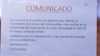 Comunicado de el bus EVIFASA,