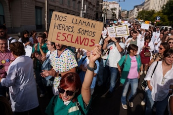 Manifestante durante una manifestación