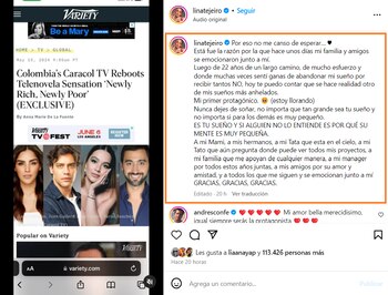 La actriz compartió la emocionante