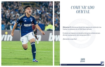 El comunicado de Millonarios confirmó que Daniel Ruiz se integrará a la disciplina del equipo profesional para el nuevo semestre-crédito @MillosFCoficial/X