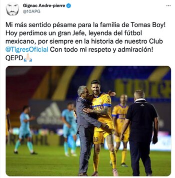 Gignac se despidió de Tomás
