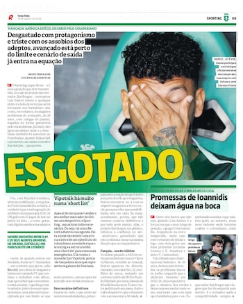 Portada del diario Record sobre la situación de Luis Suárez en el Sporting CP de Portugal - crédito Record