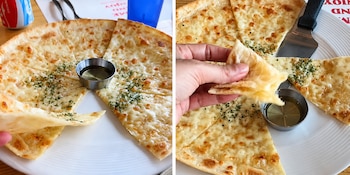 Una argentina compartió en TikTok su sorpresa por una pizza muy distinta a las que se consumen habitualmente en el país (@dos_culturas_unbebe)