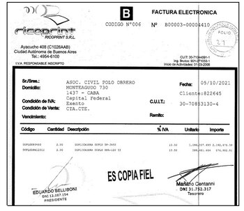 La factura de Urban Graphics