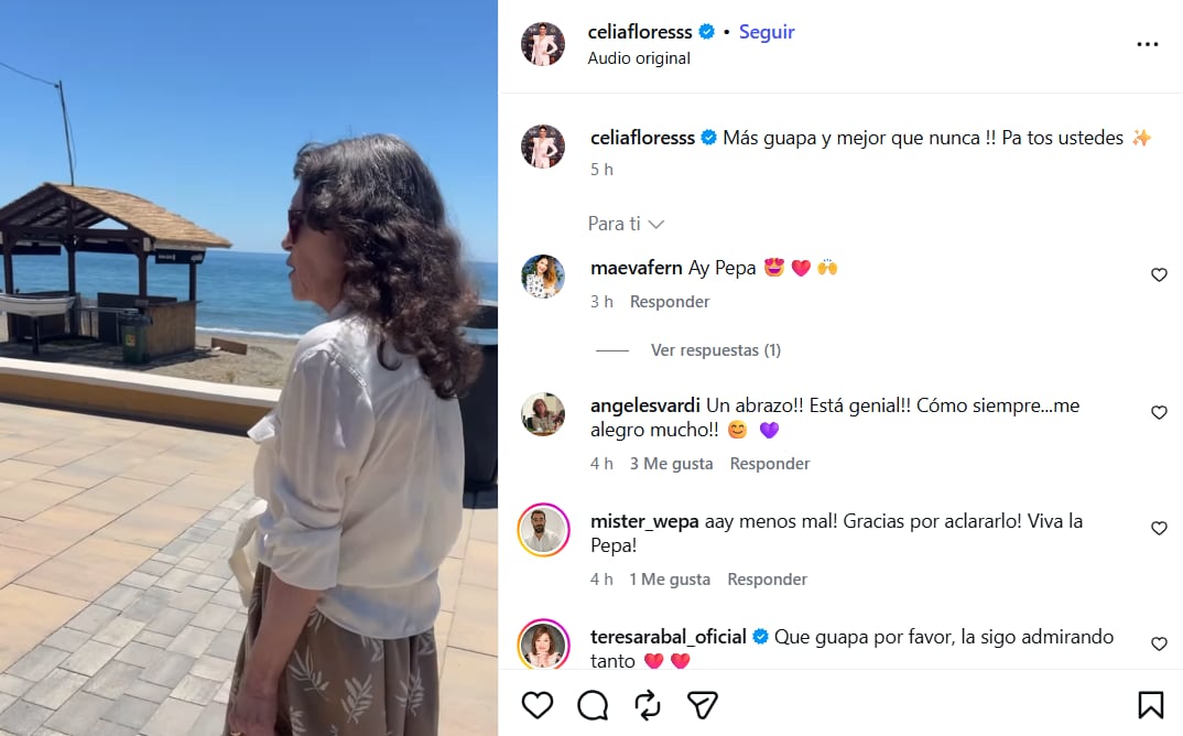 Pepa Flores reaparece en la cuenta de Instagram de su hija (@celiafloresss)