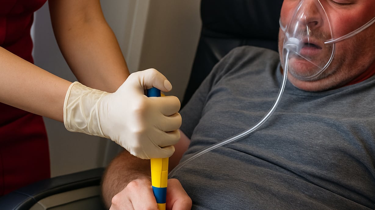 La rápida coordinación de los pilotos y tripulación permitió un descenso urgente y la llegada de una ambulancia en el aeropuerto de Newman (Imagen Ilustrativa Infobae)