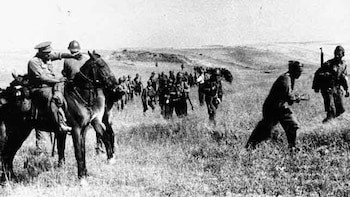 Los soldados llegan a Brunete