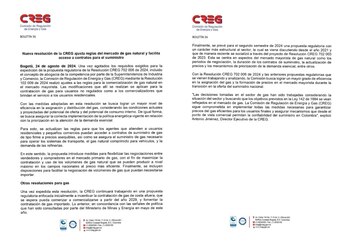 Resolución de la Creg facilita