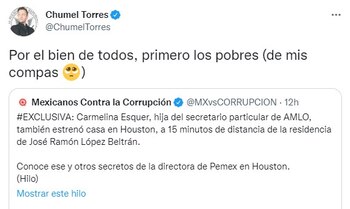 Chumel Torres ironizó en que