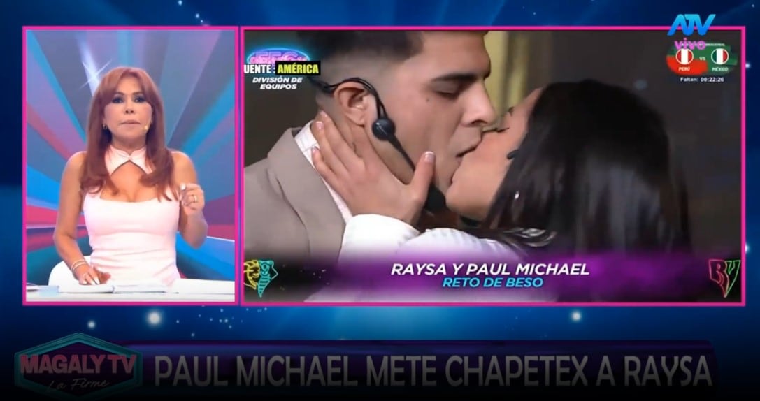 Magaly Medina analiza el beso de Paul Michael y Raiza Ortiz y cuestiona sus explicaciones: “¿Quién se les va a creer?”. Captura: Magaly TV La Firme.