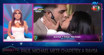 Magaly Medina analiza el beso de Paul Michael y Raiza Ortiz y cuestiona sus explicaciones: “¿Quién se les va a creer?”. Captura: Magaly TV La Firme.