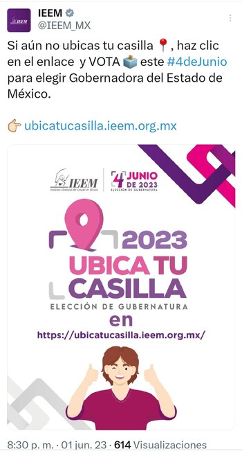 Ubica tu casilla (Twitter/IEEM_MX)