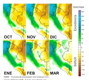 Abraham Levy advierte que los modelos climáticos prevén lluvias anómalas desde octubre en la costa norte y la sierra norte, así como en los valles de la costa central durante el verano, incluidos los que desembocan en la costa de Ica - Créditos: Ambiand.