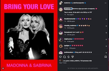 Sabrina Carpenter y Madonna lanzarán de manera oficial su colaboración "Bring Your Love". (Instagram)