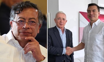 Gustavo Petro aseguró que Álvaro Uribe es amigo de Daniel Noboa, presidente de Ecuador, al que señaló de destruir la economía del sur de Colombia - crédito Leonardo Fernandez Viloria/Reuters y @petrogustavo/X