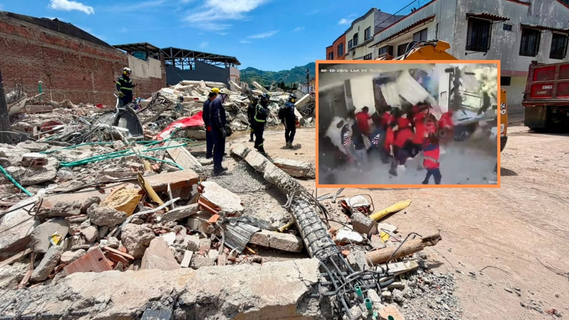 El terremoto de 7,4 ocurrió el lunes 10 de agosto y provocó el desprendimiento de parte de la estructura del colegio Fabio Vásquez Botero - crédito Reuters/Captura video