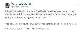 La senadora Paloma Valencia, perteneciente