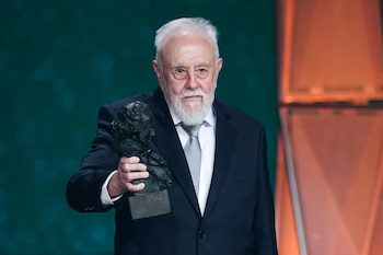 Writer Gonzalo Suarez accepts the