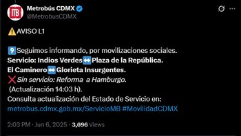 Foto: X: @MetrobusCDMX
