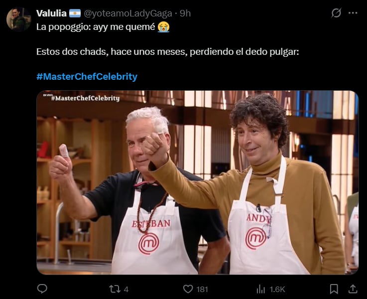 Ante la quemadura de Poggio, los usuarios lo compararon con los accidentes de Esteban Mirol y Andy Chango en la edición pasada (X)