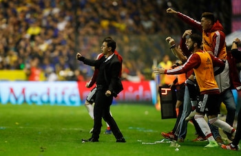 Marcelo Gallardo, como entrenador de River, ganó 3 partidos, empató 3 y perdió 2 en La Bombonera (EFE/David Fernández)