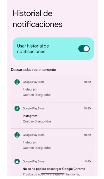 Android te ofrece la oportunidad de activar el historial de notificaciones.