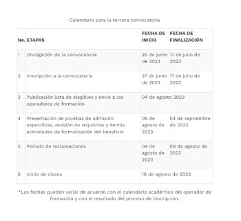 Todos a la U: calendario