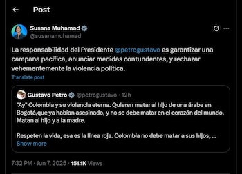 Susana Muhamad contestó a la
