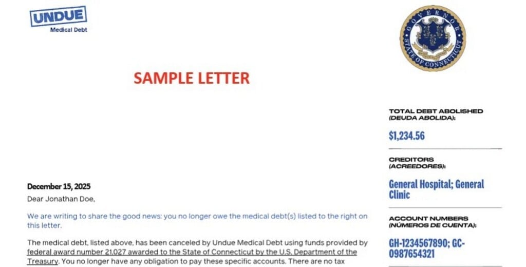 Undue Medical Debt eliminó 6,5 millones de dólares en deudas médicas para 97.000 residentes de Connecticut