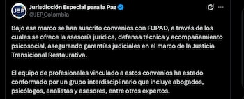 JEP - crédito @JEP_Colombia/X