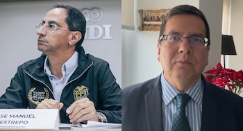José Manuel Restrepo vicepresidente electo, y Germán Calderón España designado director de la Agencia Nacional de Defensa Jurídica del Estado expusieron los posibles hechos penales - crédito Defensores de la Patria @GermanCalderonE/X