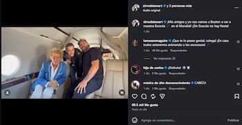 Rod Stewart publicó que viajó a Boston para ver un partido de futbol. (Instagram)