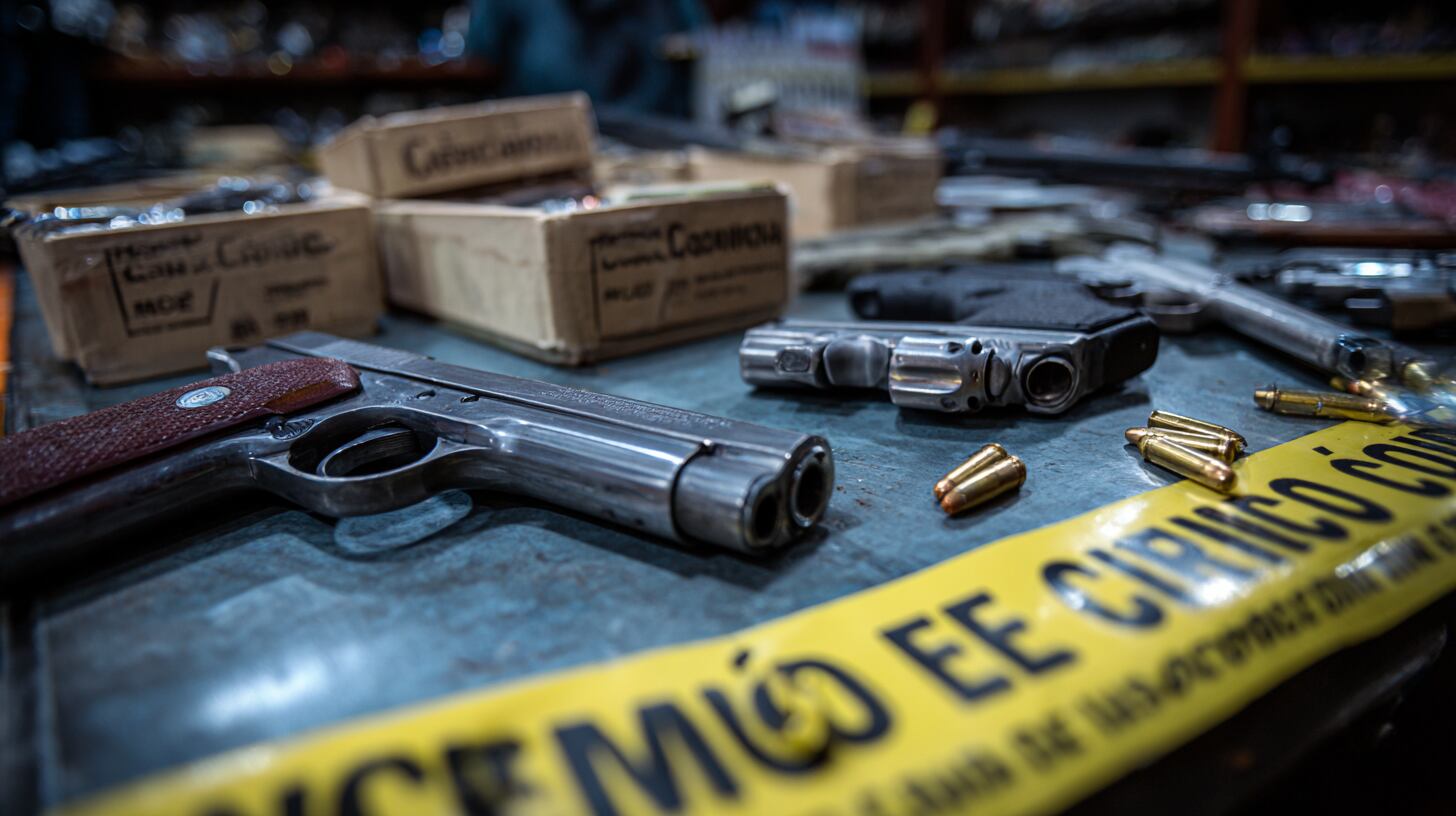 Recreación del arsenal que habría sido incautado por la policía francesa en operativos contra la red vinculada con homicidios y ajustes de cuentas en la región de Lyon - crédito Imagen Ilustrativa Infobae