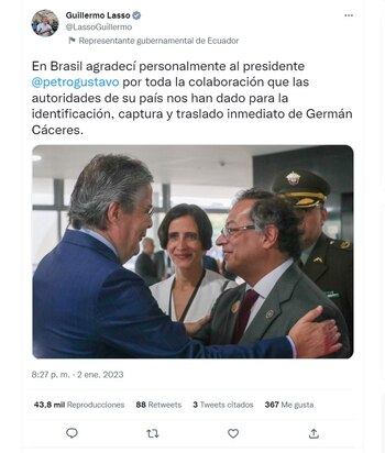 El agradecimiento de Lasso a