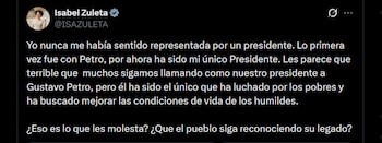 Isabel Zuleta - crédito @ISAZULETA/X