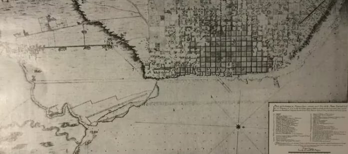 Plano de Buenos Aires de los tiempos de las invasiones. Solo un puñado de manzanas pobladas