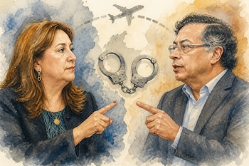 Ilustración de la exministra Ángela María Buitrago y el presidente Gustavo Petro difieren sobre la aplicación de las órdenes de extradición en Colombia - crédito