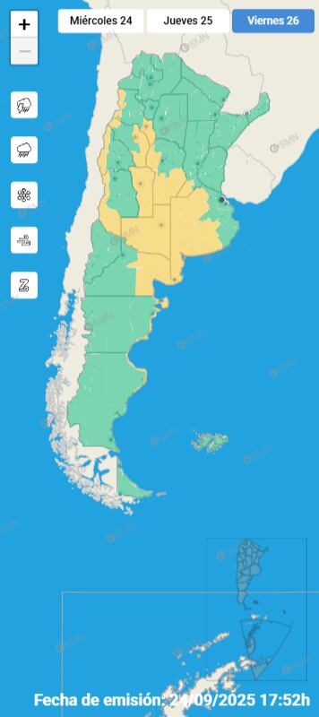 El noroeste bonaerense, sur de Santa Fe y sur de Córdoba podrían registrar hasta 70 mm de lluvia