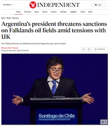 The Independant encaró por el lado de las sanciones (Captura de pantalla)
