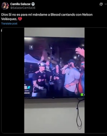 Blessd y Westcol cantando con Nelson Velásquez en vivo - crédito @SalazarCamila36/X