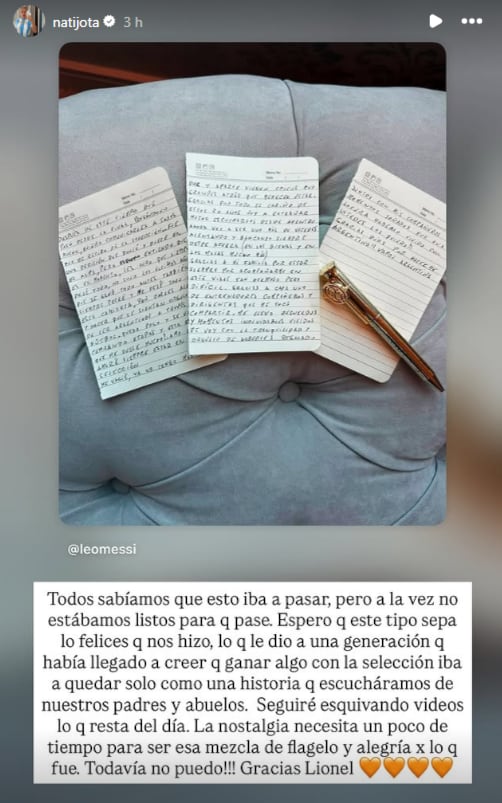 Nati Jota recordó el impacto de Messi en una generación que no imaginaba ver a la Selección campeona
