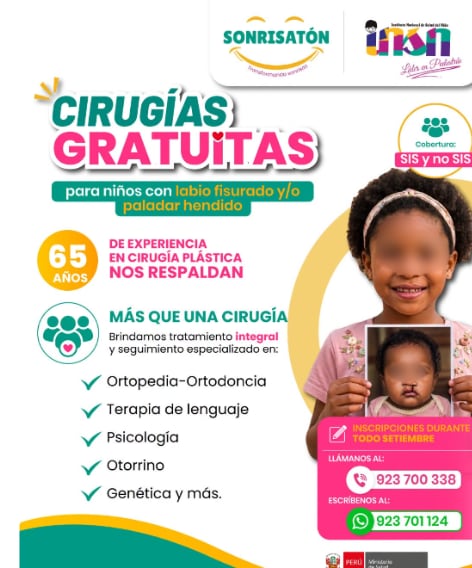 La jornada médica se desarrollará del 16 al 18 de octubre y está dirigida a menores de seis meses a 17 años - Créditos: INSN Breña.