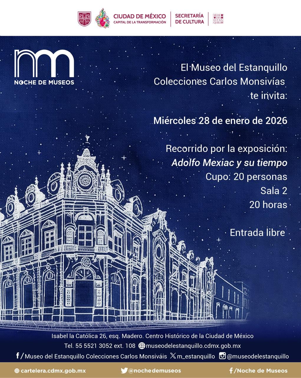 El Museo del Estanquillo invita a recorrer la exposición ‘Adolfo Mexiac y su tiempo’ en la Noche de Museos 2026.