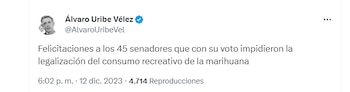 El expresidente felicitó a los