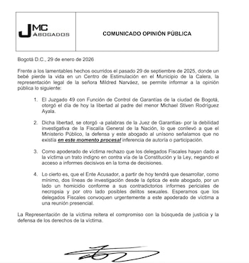 Comunicado emitido por la firma